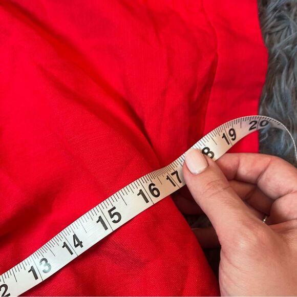 EN SAISON Red Linen Draped Asymmetrical Mini Dress Size M - Picture 4 of 7